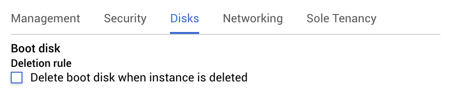 Uncheck Delete boot disk when instance is deleted